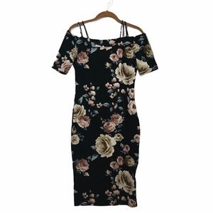 Fashion Nova Floral Fitted MIDI Dress Size Medium